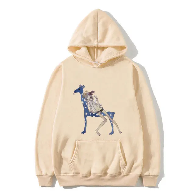 Yoshitomo Nara Aya Takano Cute Girl Giraffe and Snake Print Hoodie Men Women Oversized Sweatshirt Male Funny Cartoon Hoodies