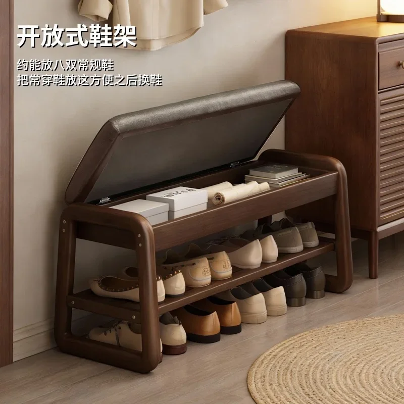 At the door of the shoe changing stool, household solid wood light luxury can be sat, theshoe cabinet can be integrated into th