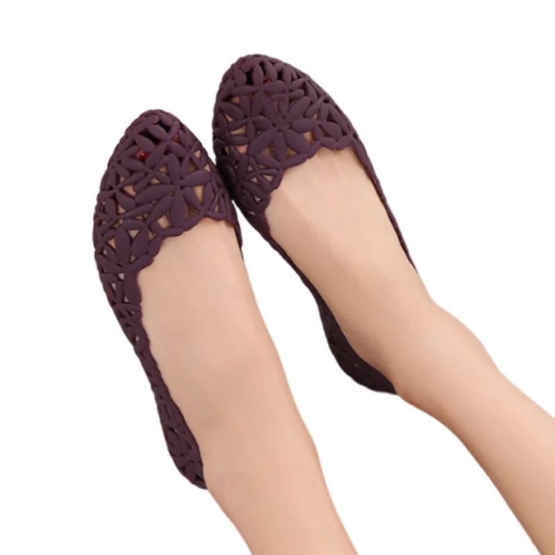 Women Low Price Jelly Shoes Pointed Tip Leisure Slip-On Hollow Breathable Anti-Skip Walking Driving Footwear 36-40 25cm Barefoot