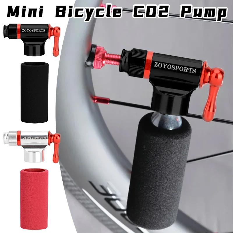 

Mini Bicycle CO2 Pump Bike Aluminum Alloy Automatic Pump with Protective Case for Schrader Presta Adapter(No CO2 Cartridges)