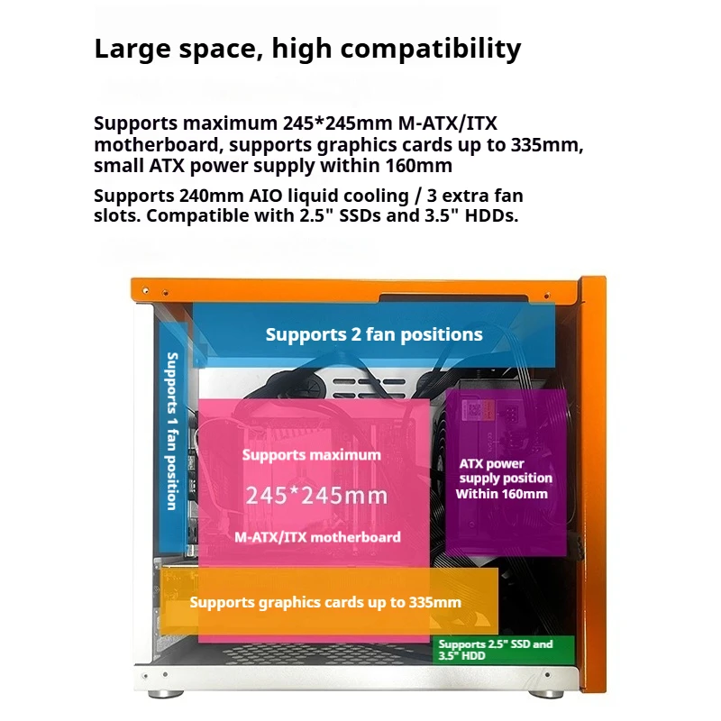 Casing Honeycomb Matx Sisi Transparan Bahan Aluminium Mendukung Kartu Grafis 330mm Pendingin Air 240 untuk Komputer Desktop