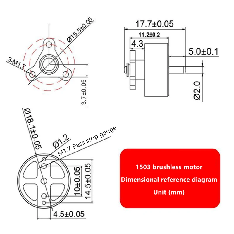 Moteur brushless triphasé miniature 1503 3.7V 7.4V 10A 2750KV, moteur haute vitesse, arbre de 1.5mm pour drone FPV RC DIY, quadricoptère, avion