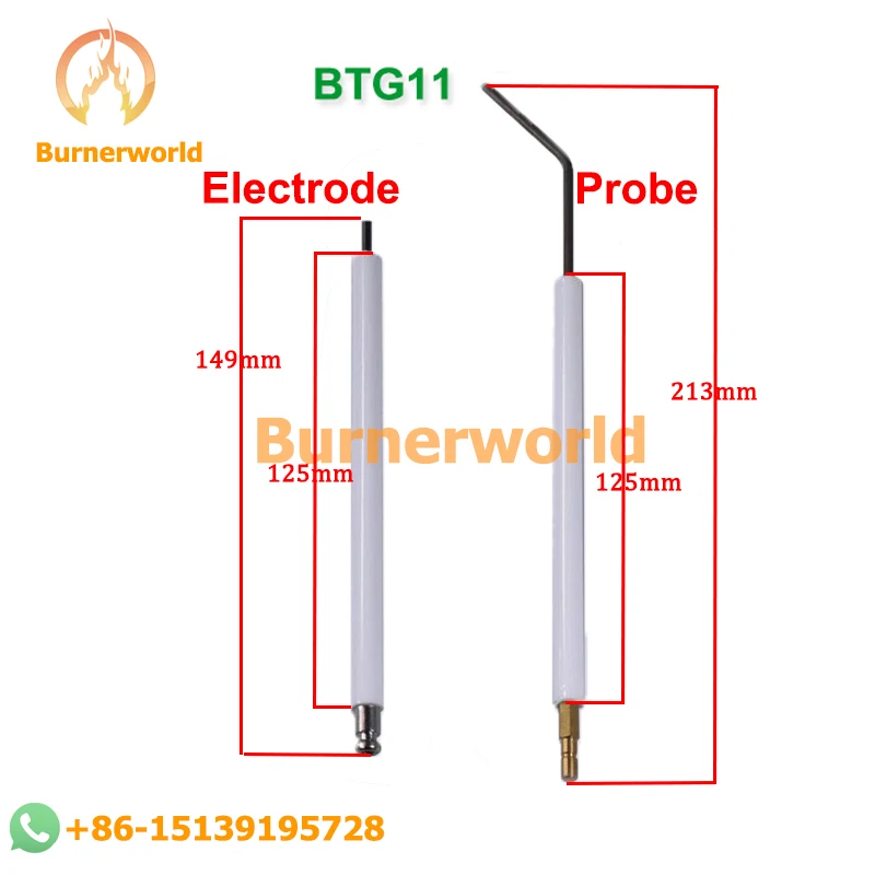 Baltur Gas Burner BTG11 BTG15 BTG20  BTG28 Ignition Electrode Ion Probe Burner Baltur Burner Electrode and Flame Detection Probe