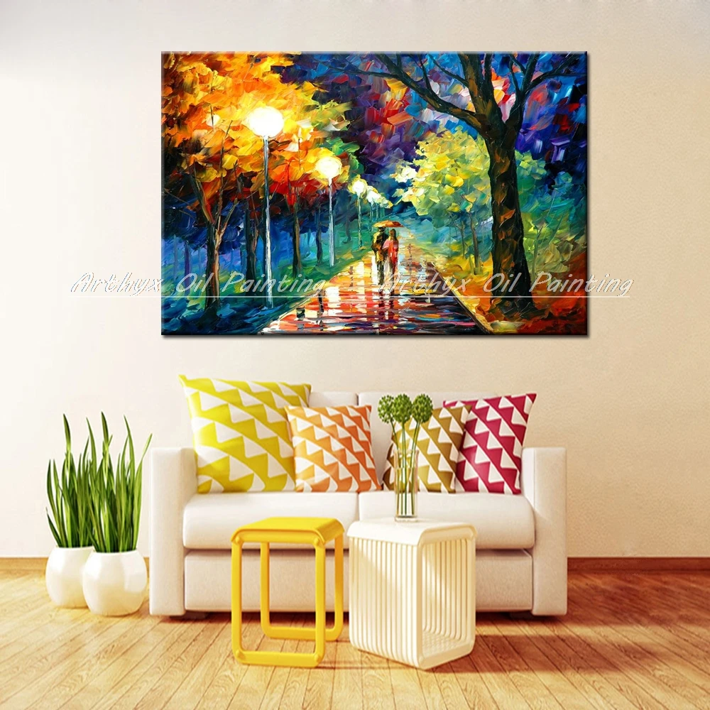 

Arthyx,Handpainted Palette Knife Landscape Picture Modern Abstract Oil Painting On Canvas,Wall Art For Room Home Decoration Gift