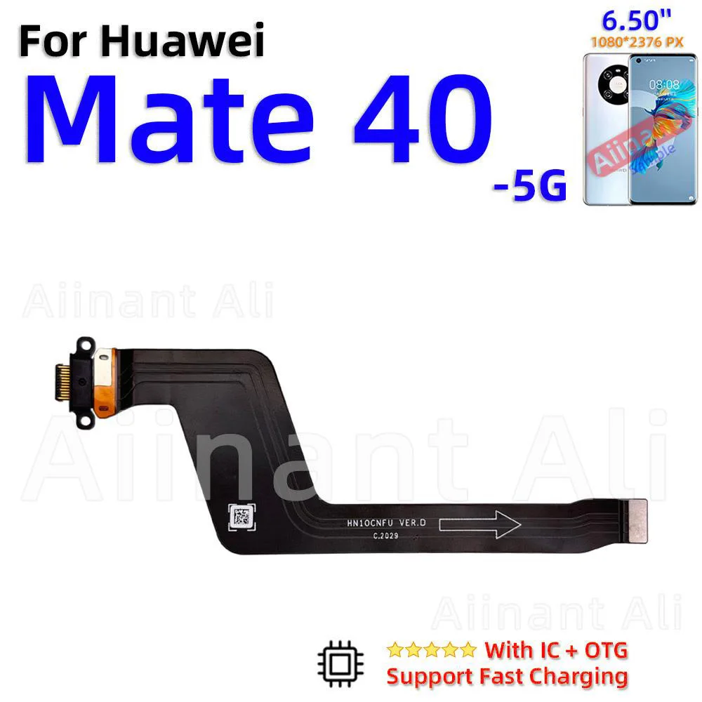 AiinAnt USB Fast Charger Dock Connector Charging Board Flex Cable For Huawei Mate 20 20X 30 40 40E Lite Pro RS Sim Phone Parts