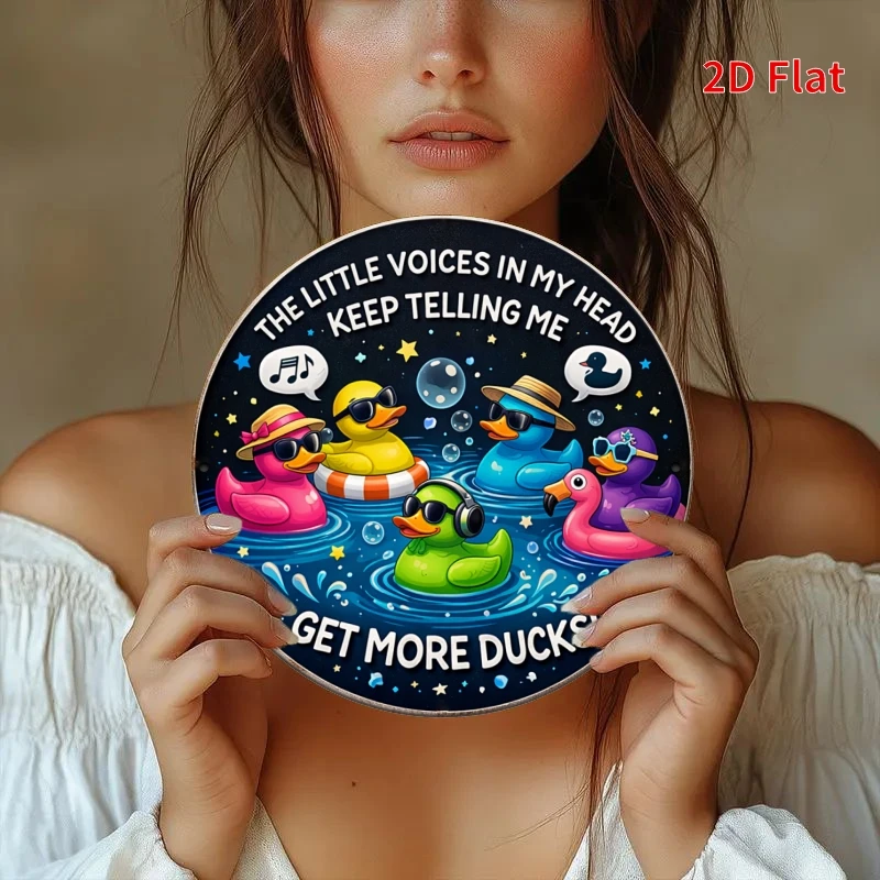 2D Flat, 2D Flat - [2Dflat] 1pc - Fun Duckling Artwork, More Duck Quote Wooden Signs, Bathroom Kids' Room Decor, Gift for Duckli
