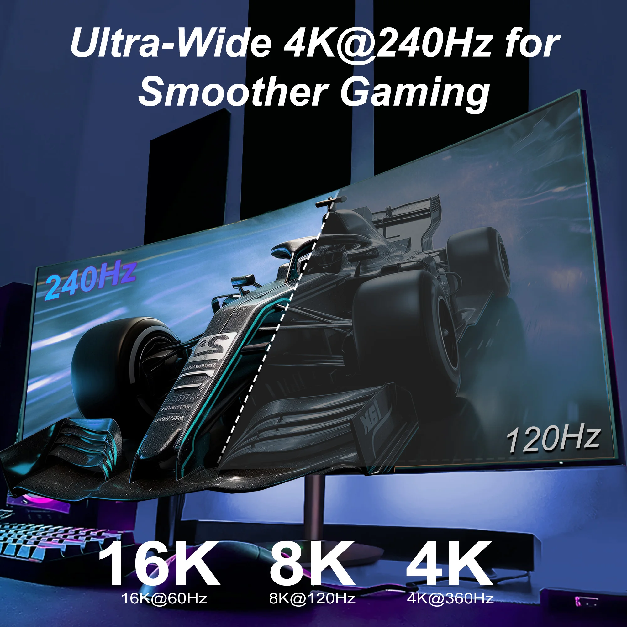 16K Mini DisplayPort zu DisplayPort Kabel DP2.1 Adapter 54Gbps 8K@60HZ 4K@120HZ Mini DP zu DP Bidirektional für Gaming Laptop – Detail 5