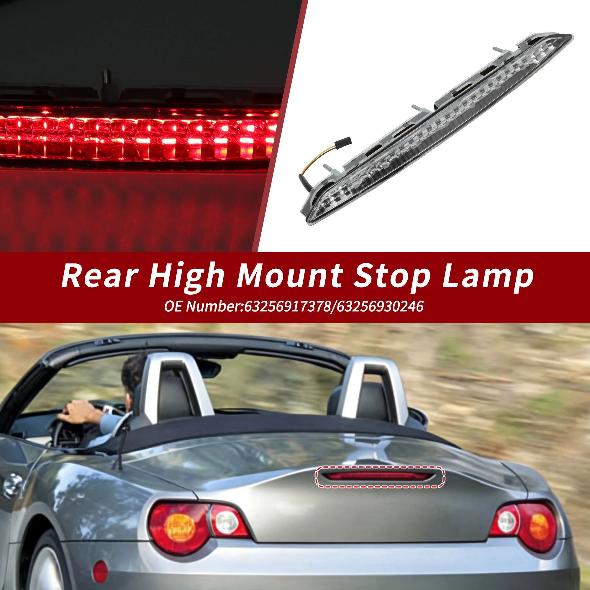 UXCELL High Mounted LED Third Brake Light for BMW E85 Z4 2003-2008 63256917378