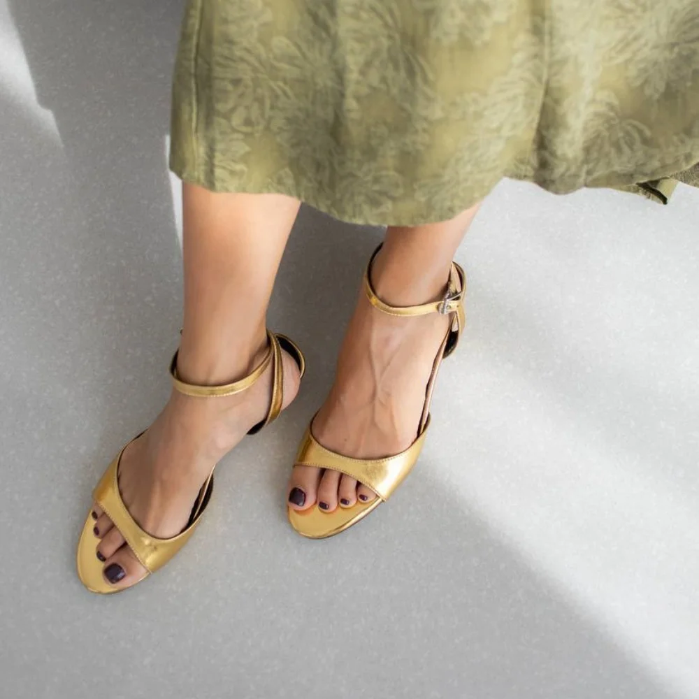 Women's Genuine Leather Kitten Heels Sandals for Summer Events