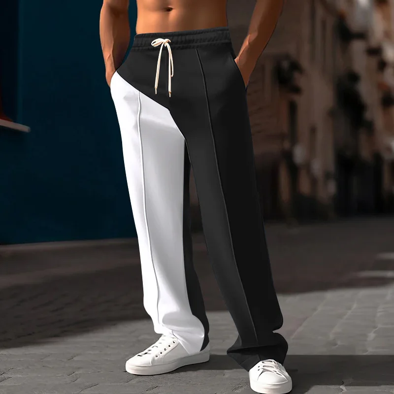 24 Cross-border Men's Straight Color Matching Casual Oversize Versatile Pants Loose Trousers Ropa Hombre Abbigliamento Uomo