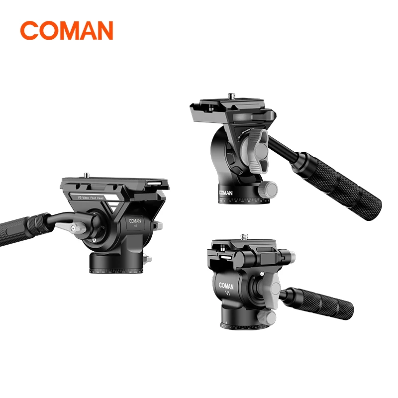 

COMAN V1 V3 V5 Panoramic Mini Fluid Video Head With Quick Release Plate For DJI RS2 RS4 Manfrotto Universal 1/4" For DSLR Camera