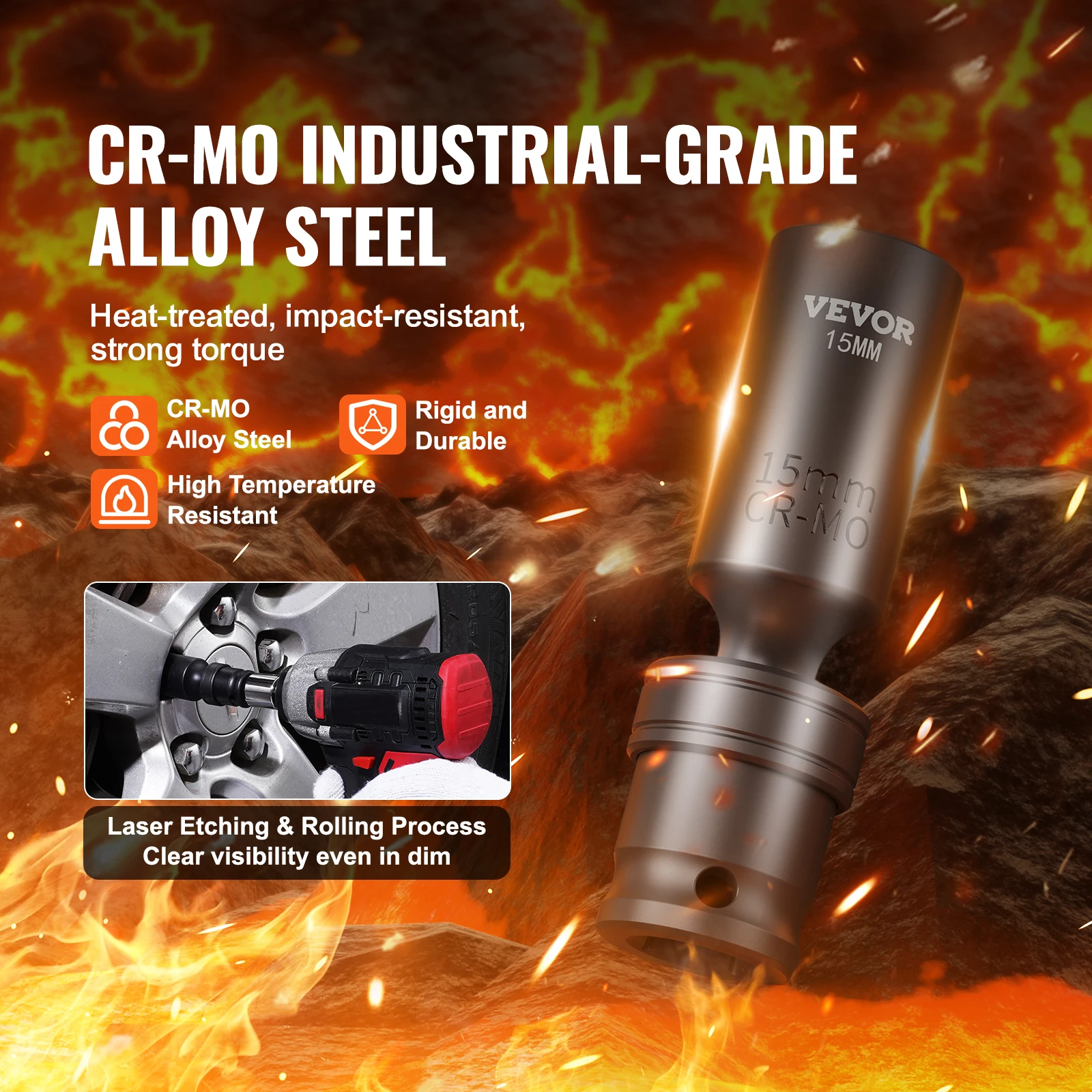 SucceBuy 360 Degree Swivel Impact Socket Set 3/8\