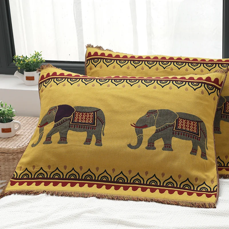

Cotton Pillow Cover Ethnic Elephant Print for Sleeping Bed Decorative Throw Cushions Soft Washable Home Decor Pillowcase Set