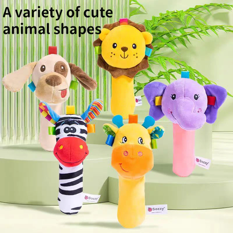 

Baby Rattle Hand Bell Toys Animal Baby Newborn Toys Montessori Development Rattles Toys Baby Stick Shaker Crinkle Squeaky Toys