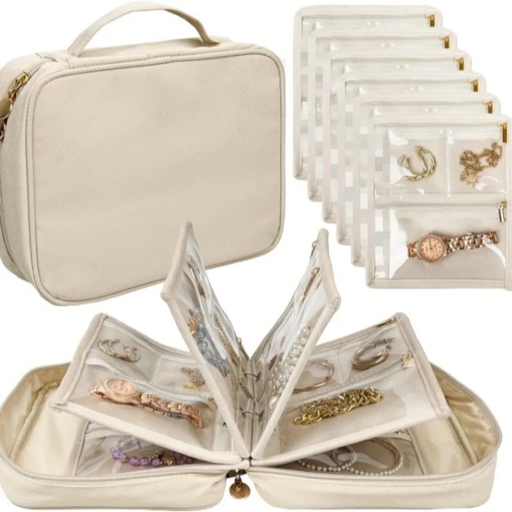 

Transparent PVC Jewelry Display Bag Multi-Layer Container Necklace Ring Packing Bag Portable Zipper Earrings Organizer Travel