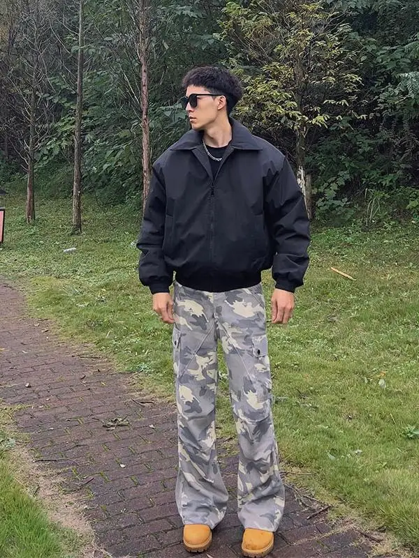 

ort Flight Jaet Cotton Coat Men Winter American Sle Stand Collar Baseball Clothes Haome Cotton Men Outerwear