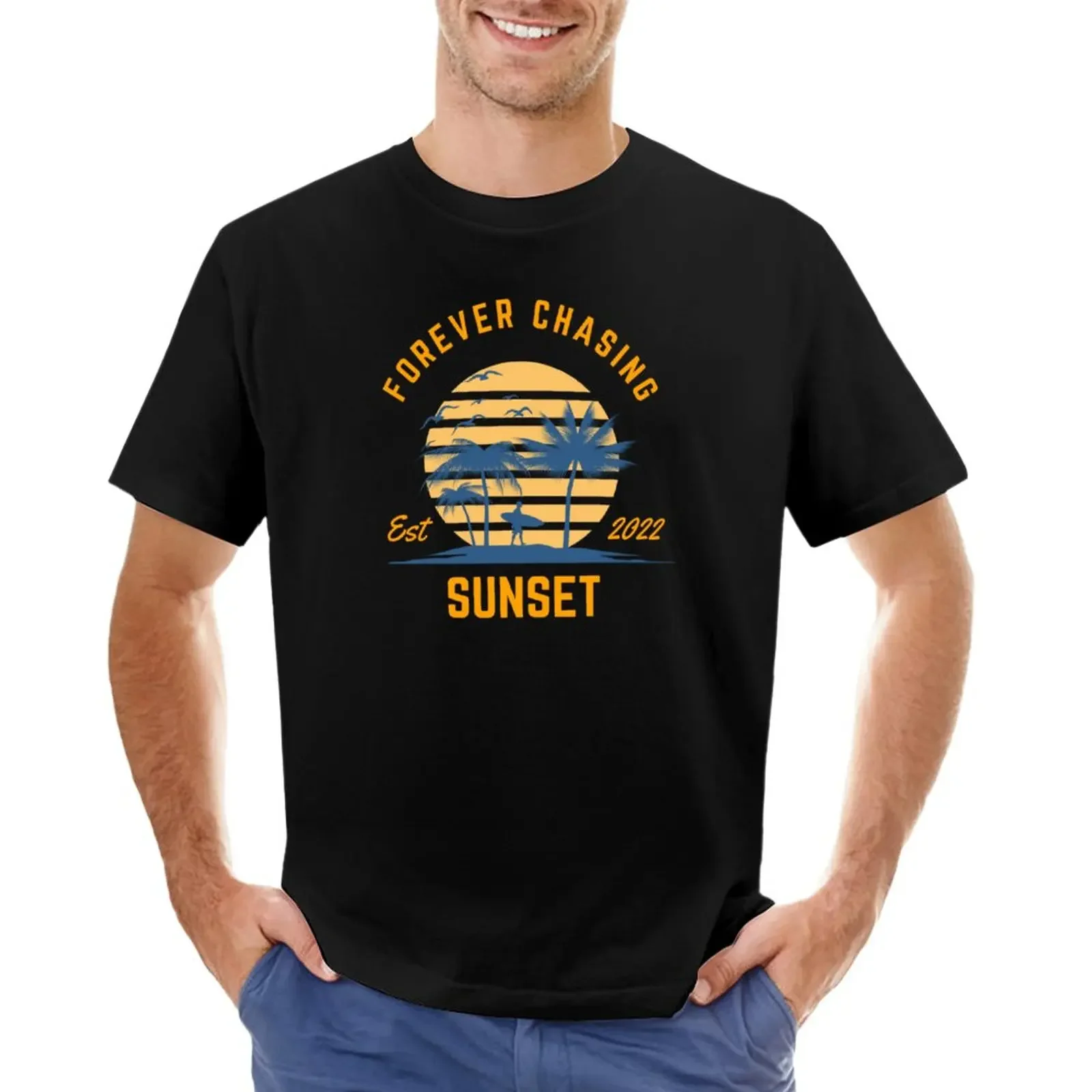 Forever chasing sunset T-Shirt sweat sports fans t shirts for men pack