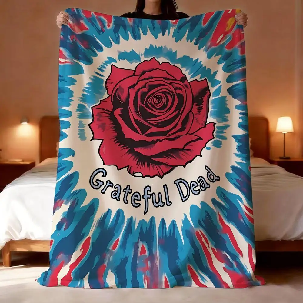 Rock Band Grateful Dead Throw Short Plush Throw Blanket Soft Skin-Friendly Multi-Scene Home Office