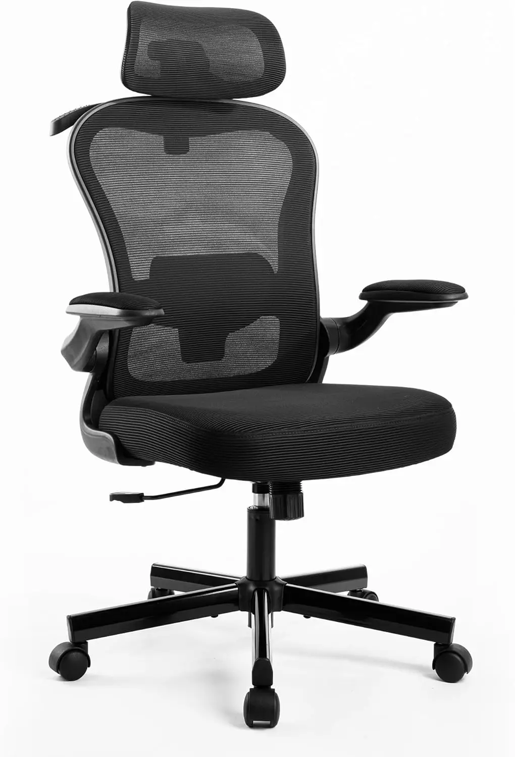 

Ergonomic Desk Chair With Adjustable Massage Lumbar Support, Flip-Up Armrests, Rocking Backrest, 3D Adjustable Headrest, Coat