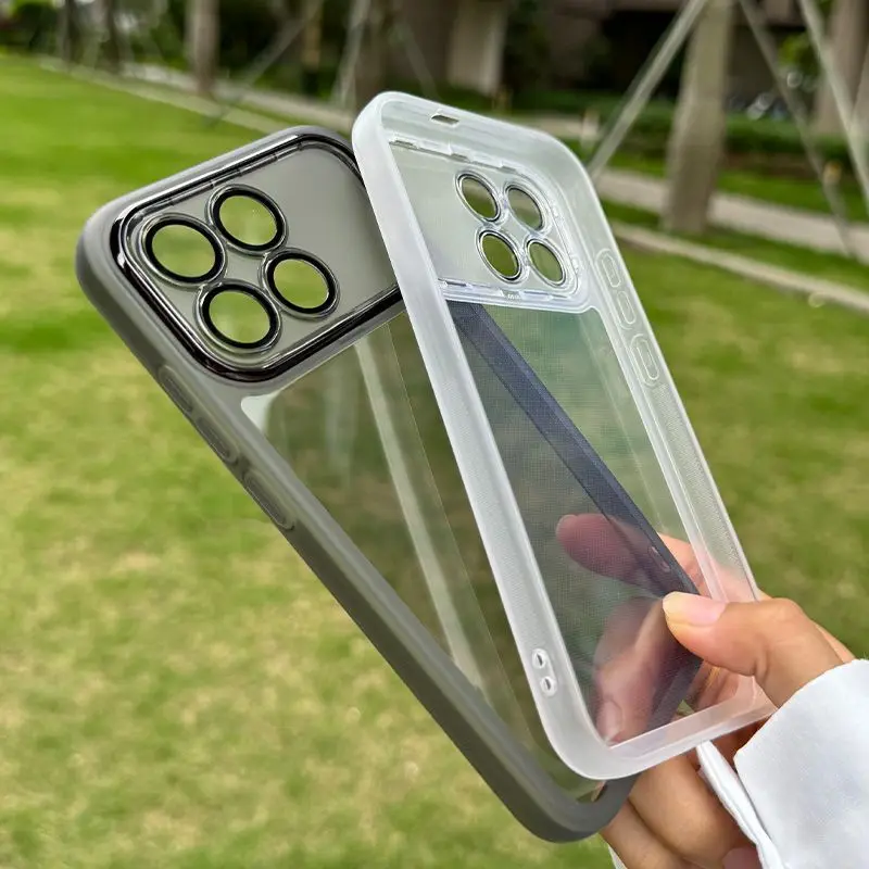 For Poco F9 F8 Pro Ultra Case Minimalist Semi-Transparent Frosted Skinfriendly Cover Built-in Lens Protector Shockproof Funda