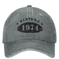 50 Years Old Retro 1974 People Baseball Caps Merchandise Classic Distressed Denim Washed 50th Birthday Gift Travel Hat