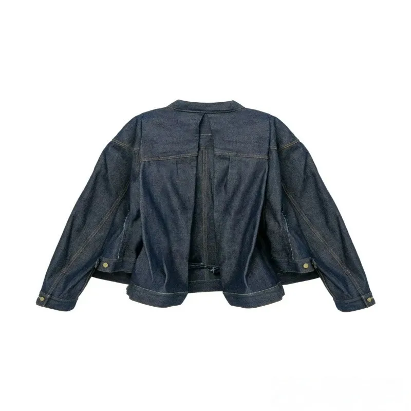 25 Autumn Winter New Women Double Pocket Denim Jacket Short Cotton Coat