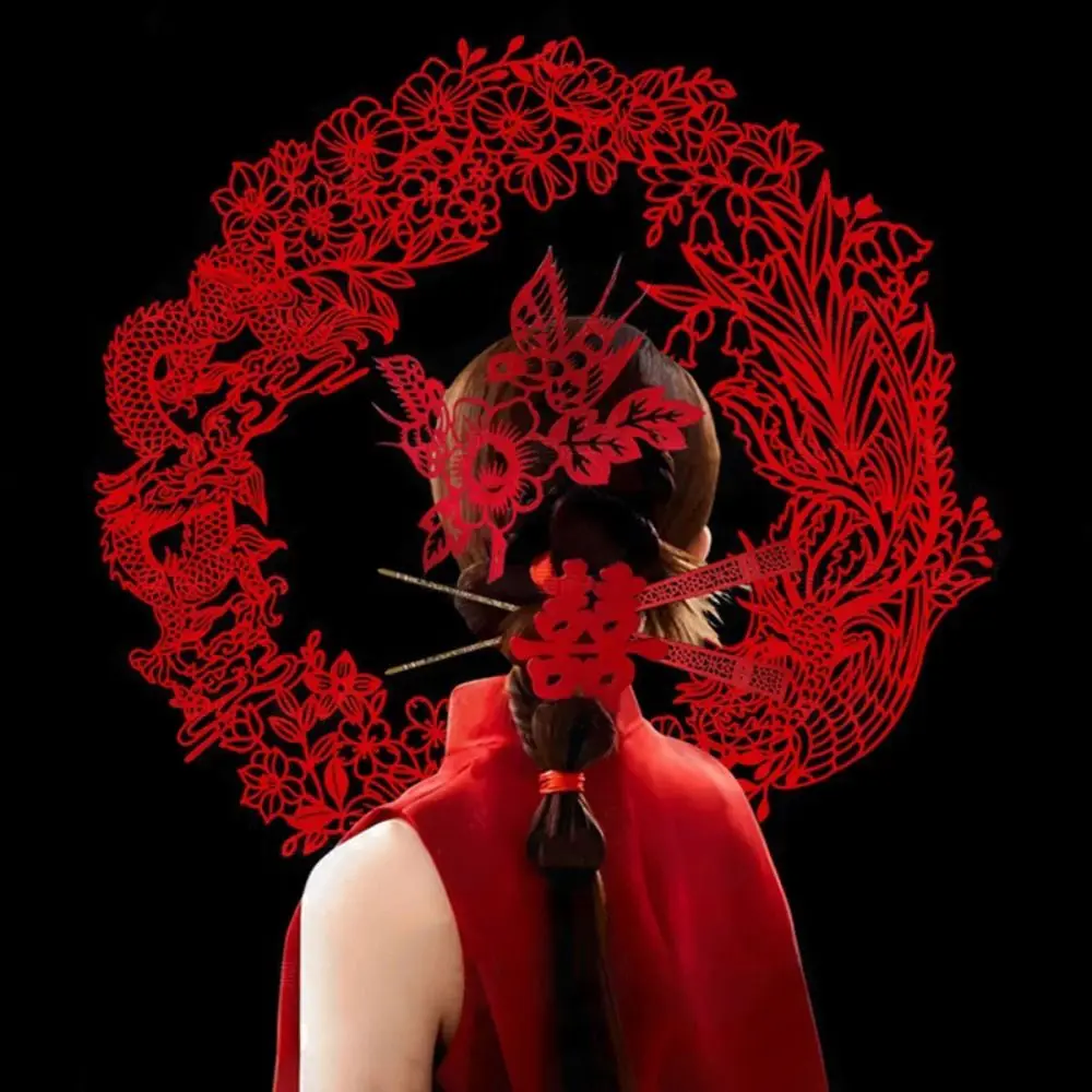 

Magpie Chinese Style Headpiece Paper Cutting Style Hairpin Bride Wedding Headdress Flower Morning Robe Hanfu Headwear