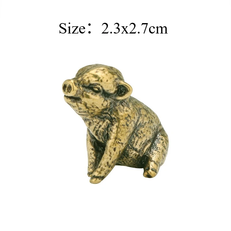 Retro Chinese Zodiac Pig Archaized Antiqued Wealth Gathering Pig Brass Ornament Vintage Bronze Desk Home Decor Craft Collectible