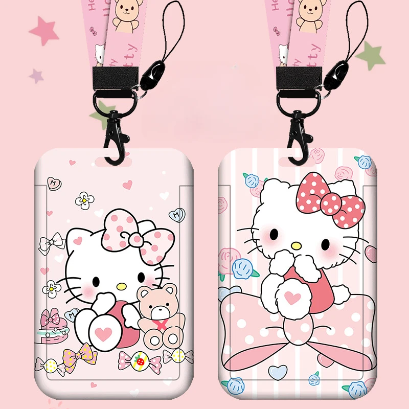 

Sanrio Hello Kitty ID Badge Holder Neck Strap Pendant Cartoon Door Card Holders Lanyards Girls Neck Straps Credential Holder