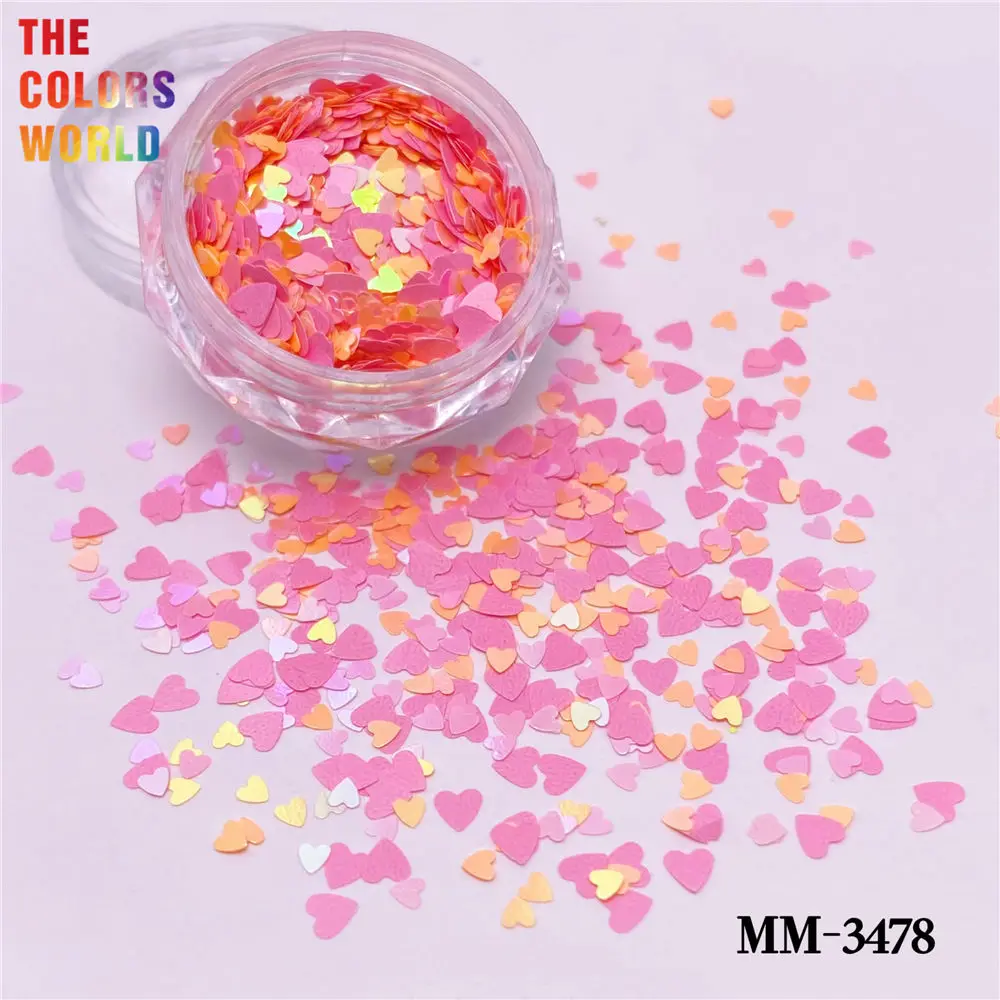 TCT-952 Love Heart Nail Glitter Sequins Shiny Iridescent Holo Nail Flakes Laser Mix Paillette for Valentine Party Festival