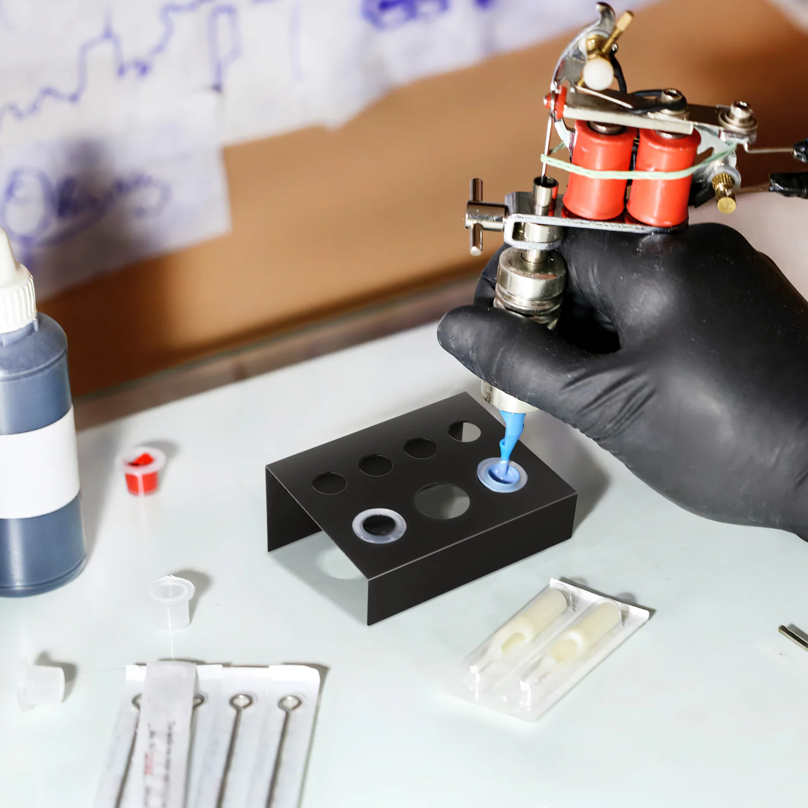 

1pc Pigment Rack For Tattoo Holder Stand Portable Oval Durable Nontoxic Pp Material Professional Salon Use Ink Cup Organizer