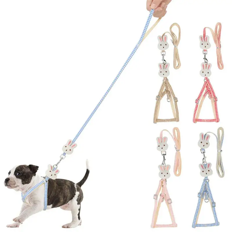 Cute Small Dogs Dog Harness Cats Adjustable Pet Harness Leash Dogs Chain Out Chest Back Traction Belt Collar Walking Accessory