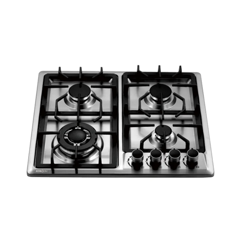 Estufa de gas integrada de acero inoxidable de 60cm/placa de cocina/placa de gas, 2 quemadores semirápidos 1 quemador Wok de Triple anillo 1