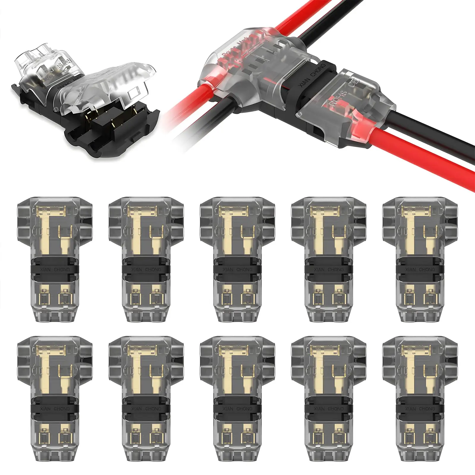 10 Pieces/20 Pieces Suitable for 14-20 Awg Solderless, Wire Stripping-Free Quick Wire Splicing Connectors, 3-Way 2-Pin Low-Voltage Wire Connectors