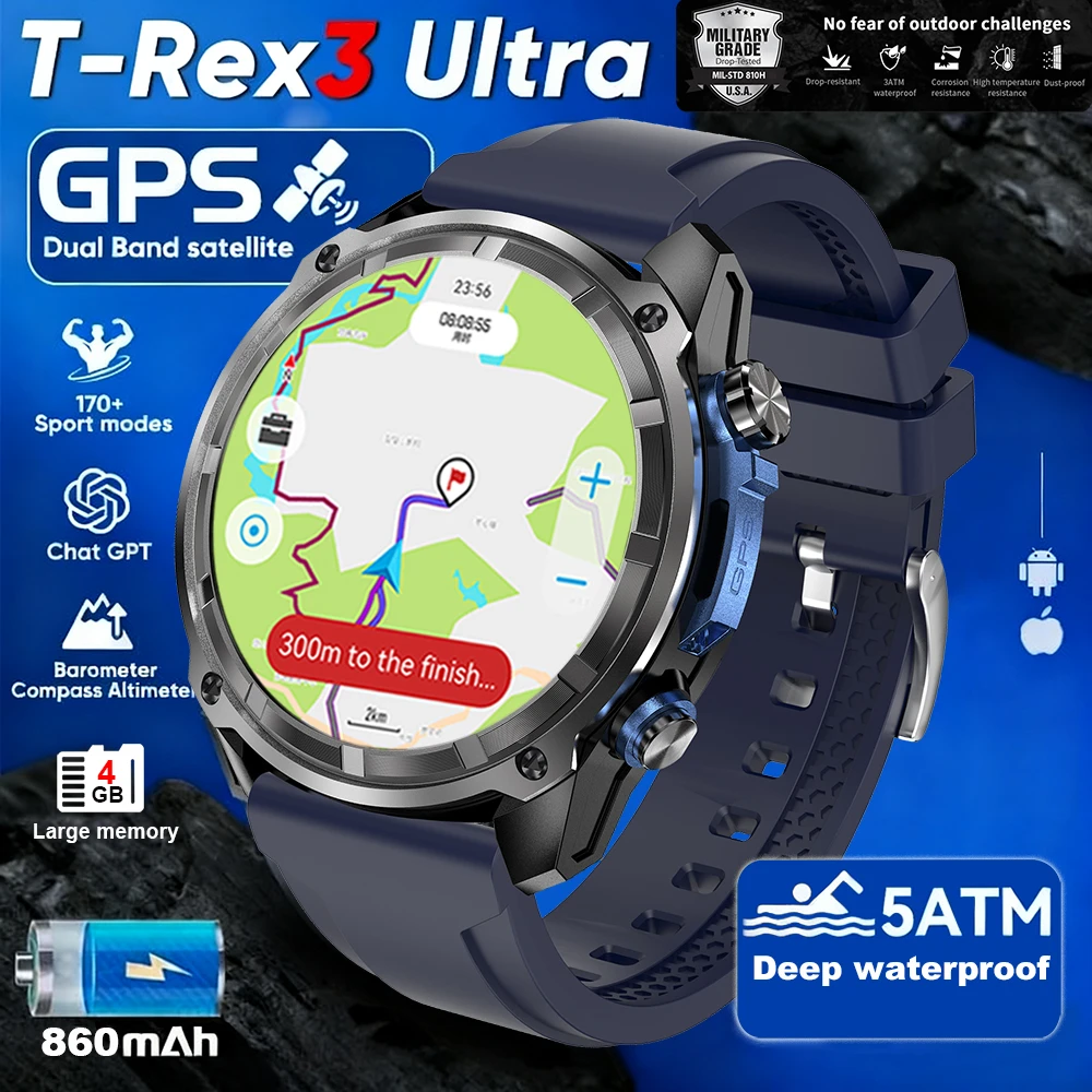 

NEW 2026 Smart Watch GPS with Offline Maps 4GB Memory Video Player Men 30m Swimming Waterproof AMOLED Military Sports Smartwatch