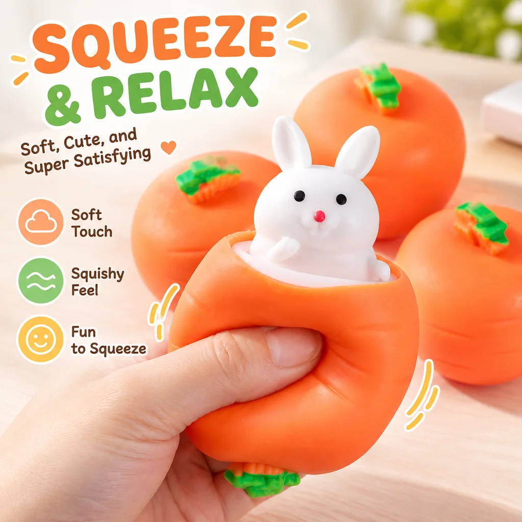 Radish Rabbit Cup Pinch Music Toy Squishy Carrot Rabbit Squeeze Telescopic Toys Creative Stress Relief Gift Kids Random 1pcs