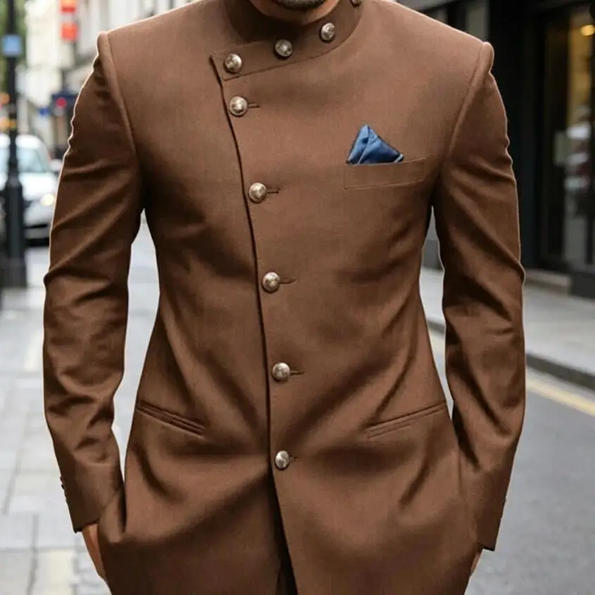 Latest Design Brown Suits for Men Formal Wedding 2 Piece Jacket with Pants Groom Tuxedo Male Fashion Party Costume New Arrival