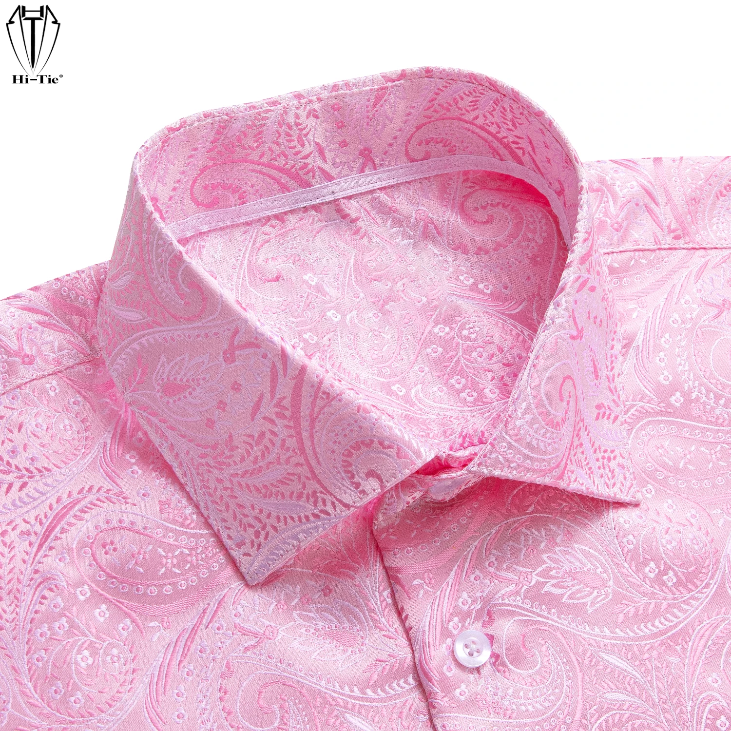 Camisas de seda Jacquard para hombre, rosa, azul, rojo, verde, dorado, manga larga, camisa con solapa de un solo pecho, blusa, prendas de vestir exteriores, negocios de boda