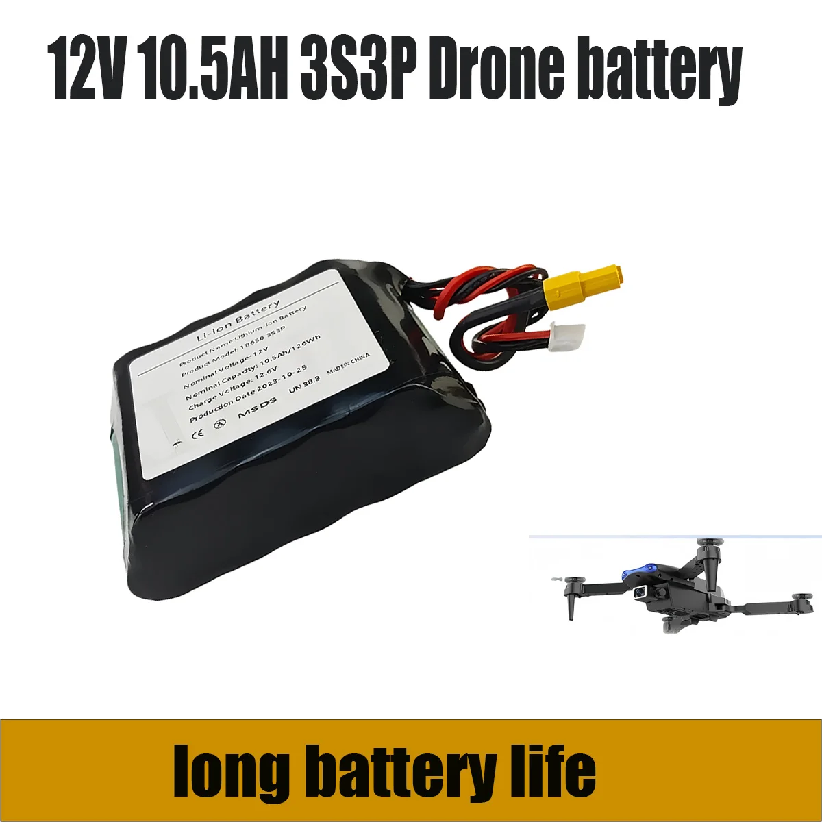 

3s3p 12v 10.5Ah Battery iones litio para Parrot Disco varios aviones RC Quadrotor 12,6 V UAV de alta capacidad