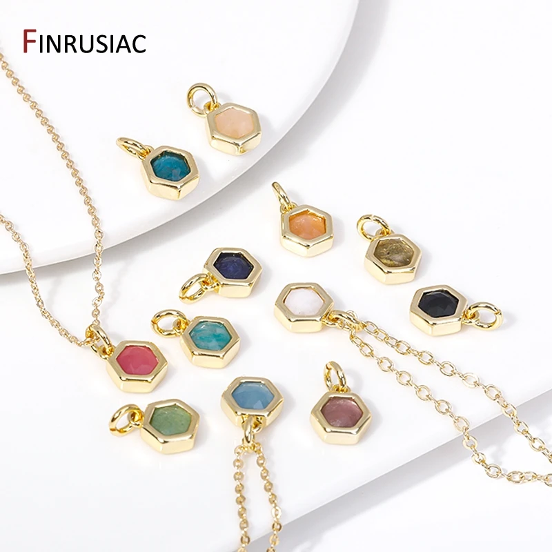 14K Gold Plated Brass 12 Colors Birthstones Charms Pendants For Jewelry Making, Handmade DIY Necklace Accessories