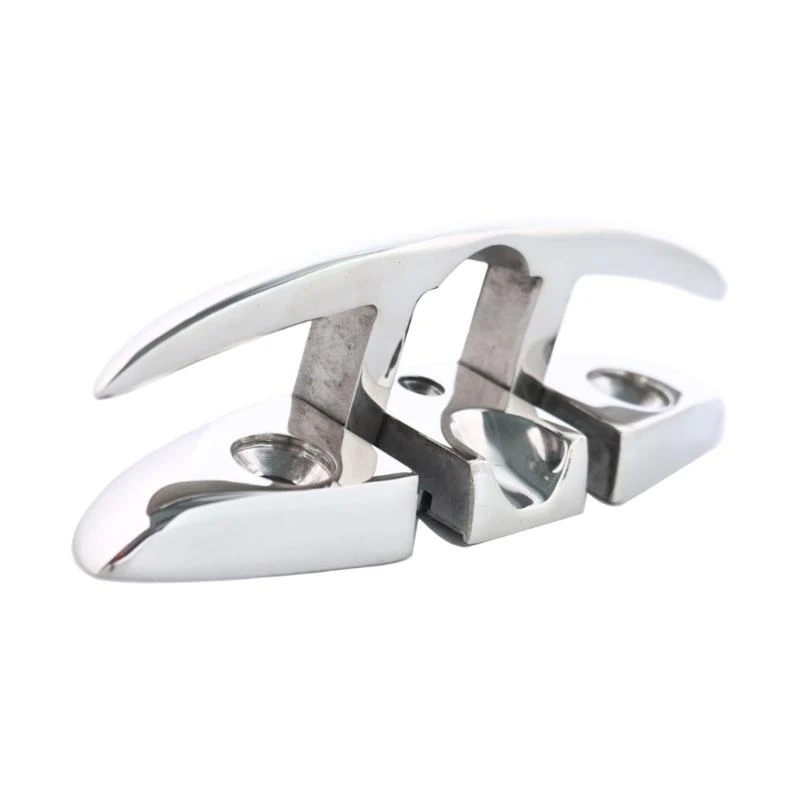 H3CE Compact Foldable Deck Cleat Space Saving Designs Saltwater Resistant Deck Mounted Rope Fastener for Docking