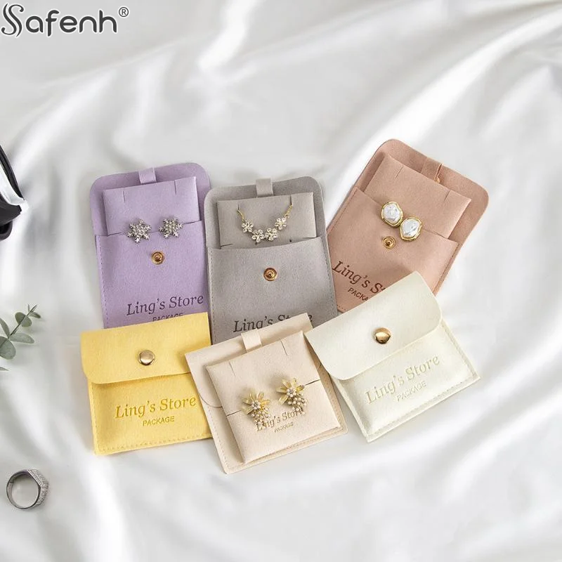 

1PCS 8*8cm Jewelry Bag Pouch Packaging Bag Snap Bag 8x8cm With 6x6cm Cards Soft Velvet Gift Necklace Earrings Rings Storage Bag