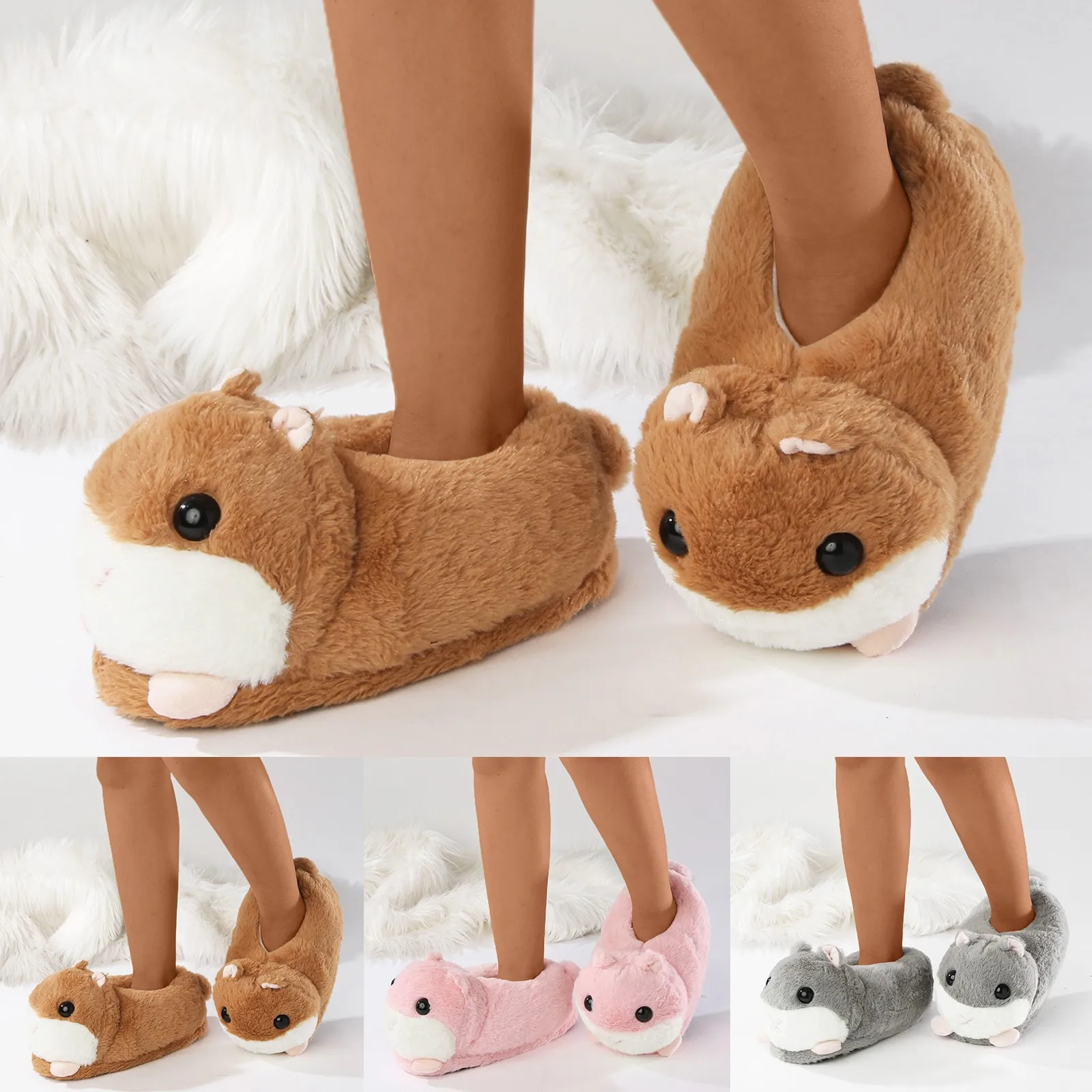 Women Shoes Soft Sole Warm Household Cotton Mop Hamster Plush Fashion Bag And Cotton Mop Disposable Pedicure Slippers For Women