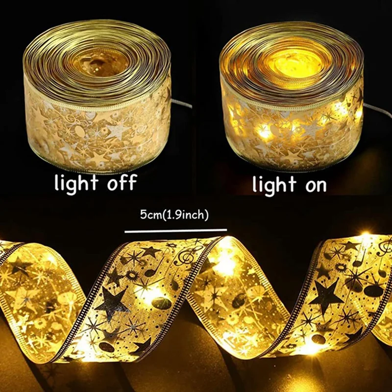 Pop 1Pack 1/2/5/10M Christmas Ribbon Lights Mini Lights Copper Wire Fairy String Lights For Party Weddings Christmas Tree Decort
