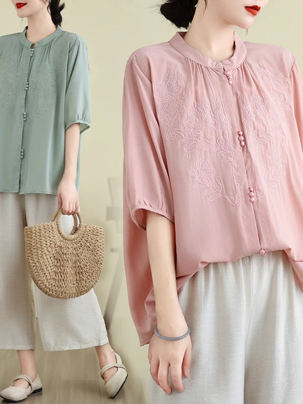 Large Size Women's Cotton Linen Suit Summer 2025 New Mid-Age Mom's Faionable Two-Piece Set Seven-Quarter Sve Stand Collar