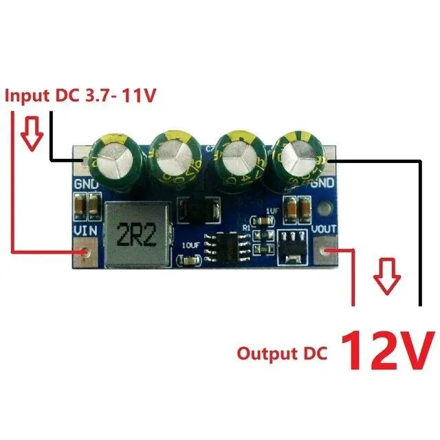 Max 60W DC DC Power Converter Step-Up DC 3.7 ~ 11V to 12V Voltage Booster