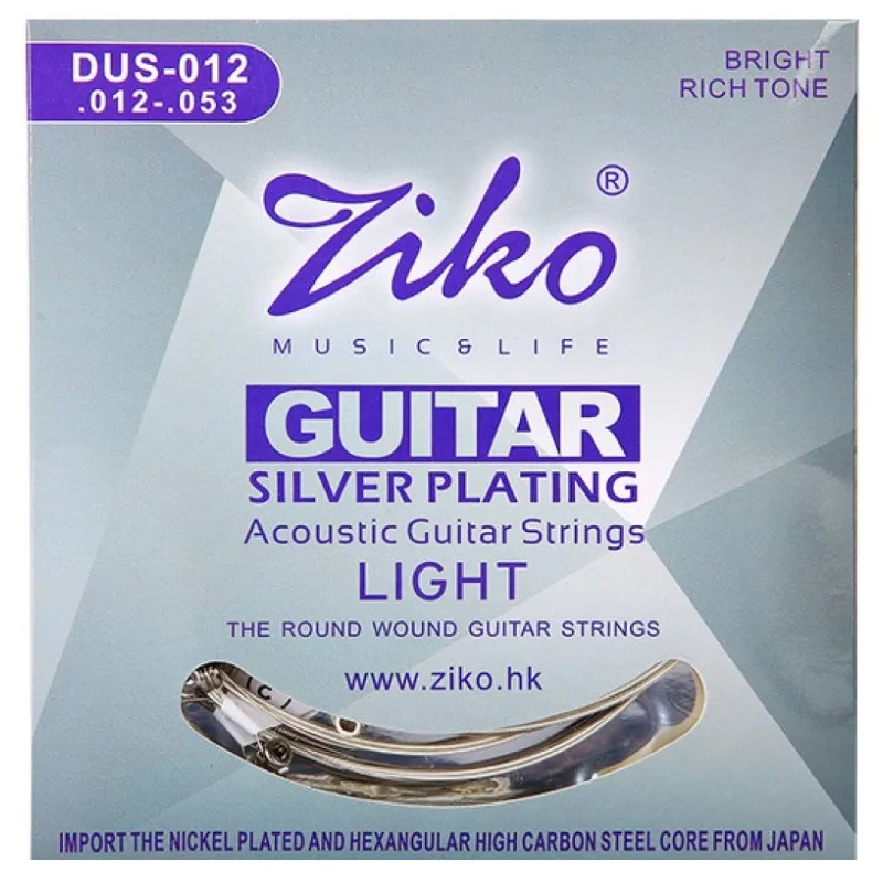 ZIKO Folk Guitar Strings for Acoustic DUS Series Sets 010-048 011-052 012-053 Steel Core Silver Plating Wound Guitar Accessories