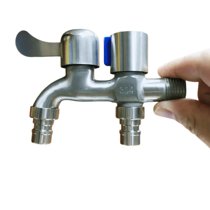 G1/2 Mop Pool Faucet Stainless Steel Double Open Washing Machine Faucet Quick Open Single Cold Outdoor Garden Pool Faucet