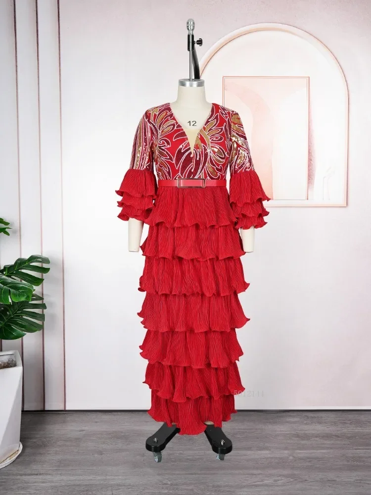 

Новинка 2024 года, африканское платье Дашики Анкара, макси-платье больших размеров с блестками, элегантное свадебное вечернее платье для женщин, мусульманский турецкий стиль