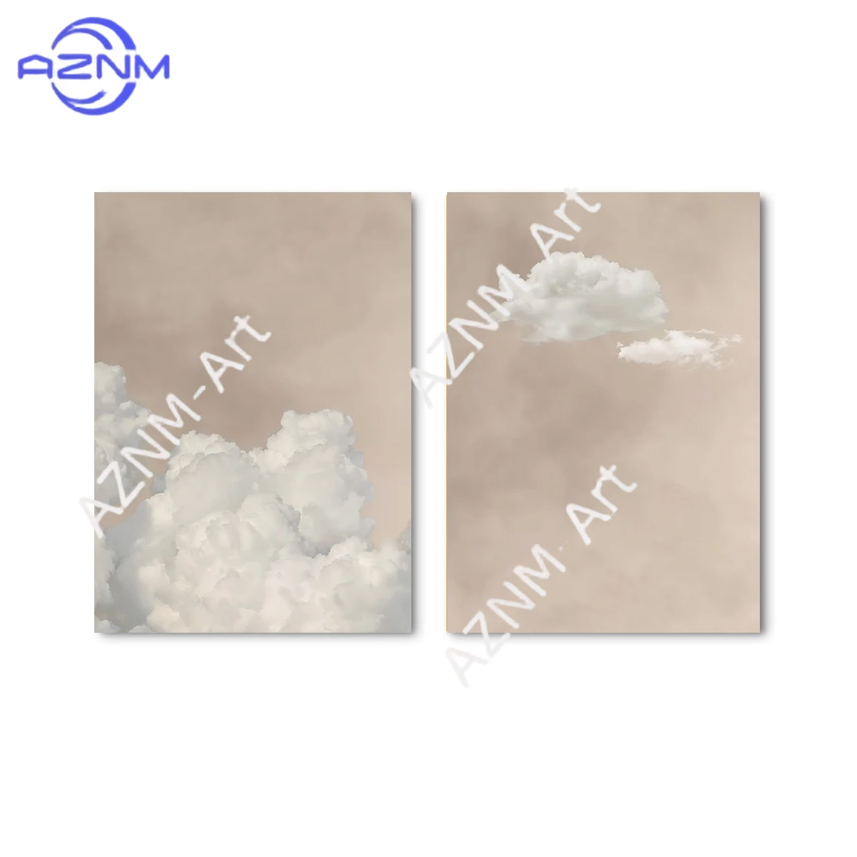 1/2 Stück Minimalistische Himmelskunst-Leinwanddrucke für Modernes Wohnzimmer Schlafzimmer Ästhetische Heimdekoration Geschenke Beige Wolken Wandkunst Poster